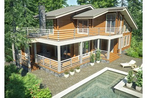 Фасад проект деревянного дома из бруса селла