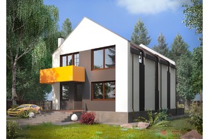 Фасад проект двухэтажного дома из газобетона оранжевое настроение