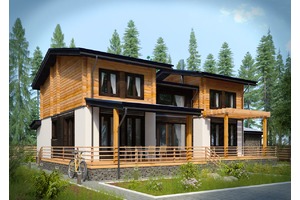 Фасад проект двухэтажного деревянного дома лего